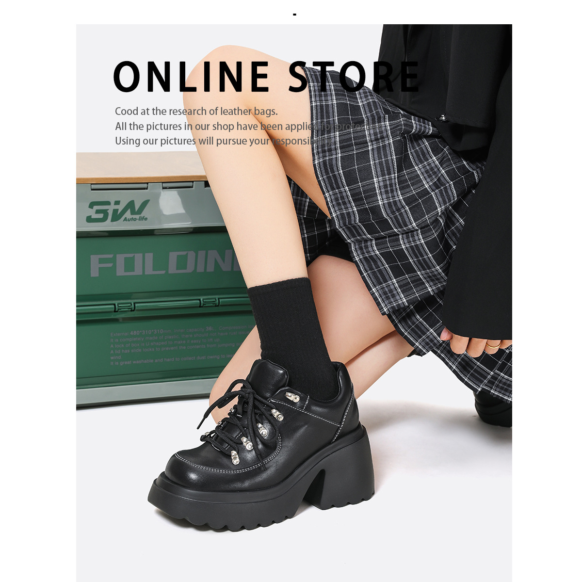 달콤한 쿨 스파이스 소녀 하이힐 가죽 신발 여성 블랙 두꺼운 하단 플랫폼 신발 레이스 업 슬림 높이 증가 영국 스타일 싱글 신발 여성