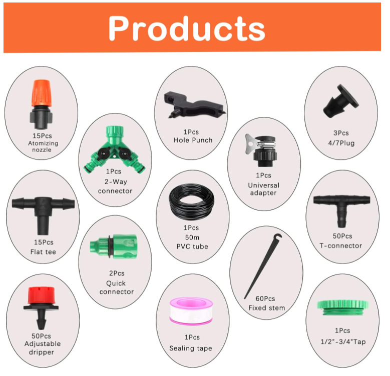 20 juegos de atomización de rociadores automáticos de patio, rociadores de riego ajustables, riego automático, sistema de riego por goteo