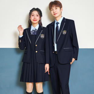 Small suit coat for men and women spring and autumn 2024 campus college style pleated skirt jk uniform long sleeve suit