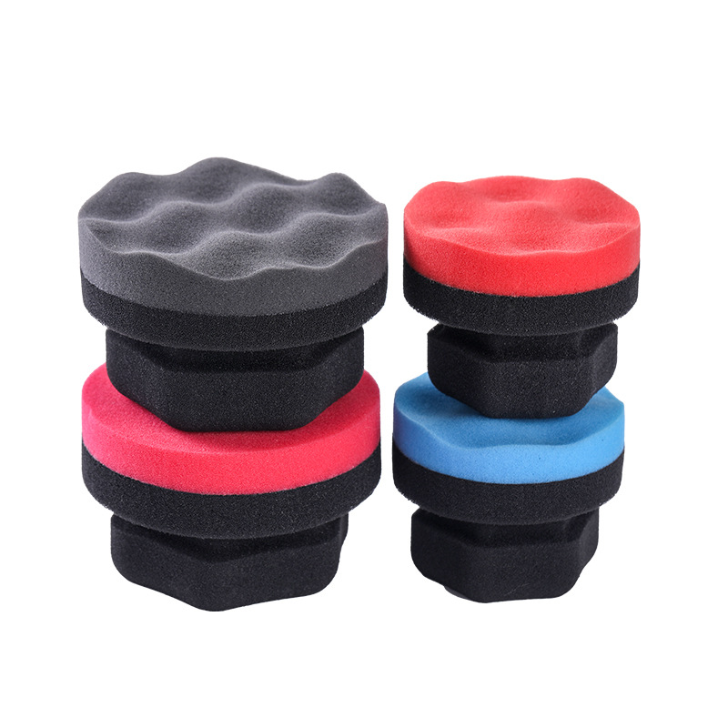 Disco de pulido de belleza de automóvil transfronterizo, mango hexagonal de algodón encerado de mano, rueda de esponja multifuncional, disco de esponja encerado