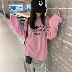 【自家工厂现货】2025年夏季t恤女慵懒风字母印花防晒衣空调罩衣