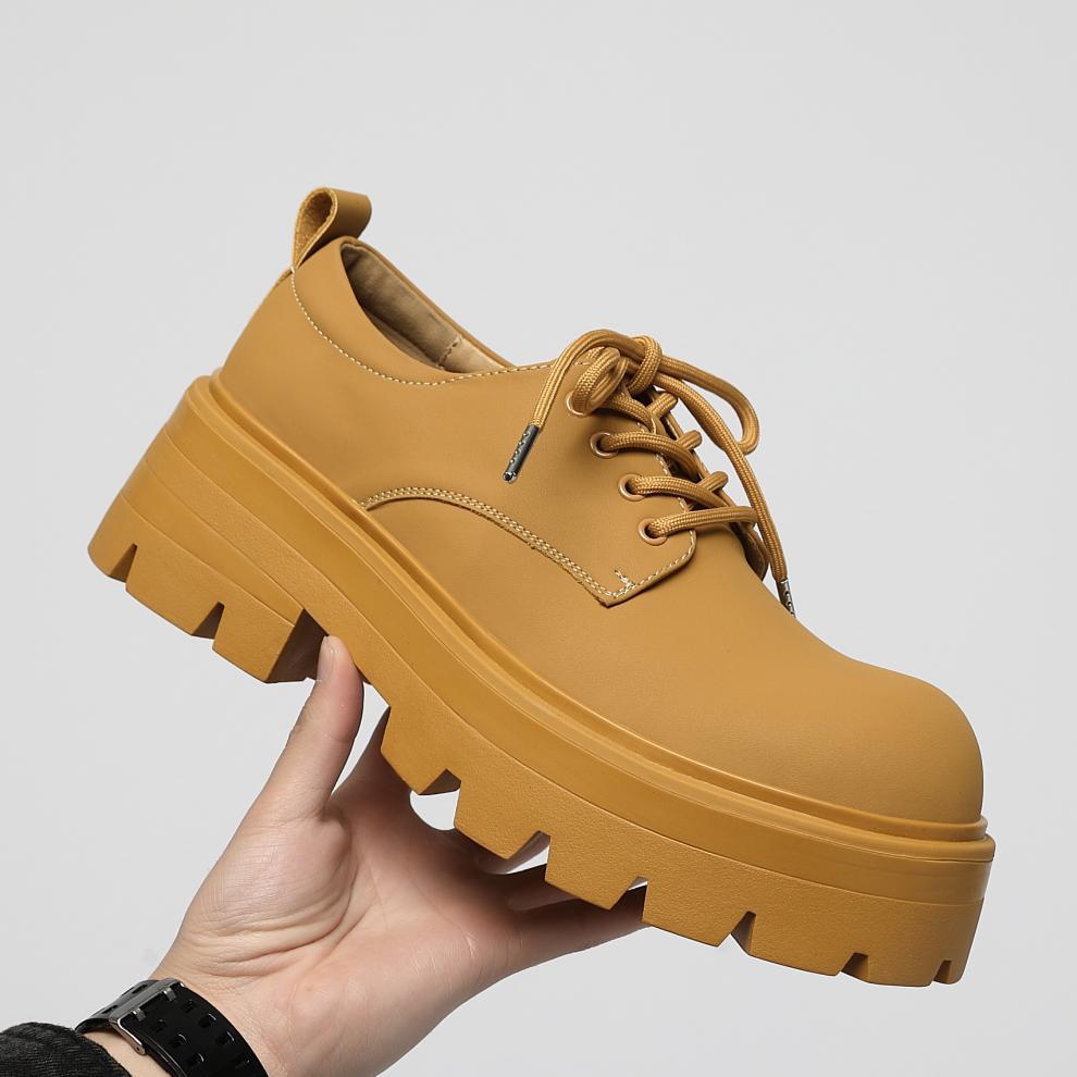 Chaussures en cuir décontractées pour hommes ShoeVault Cleanfit New Fashion Derby style britannique à gros orteil_voghion.com