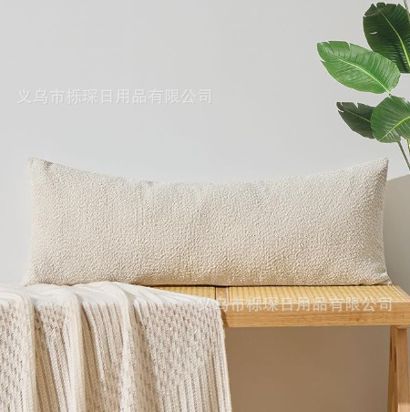 跨境专供抱枕套现代简约加厚羊羔毛泰迪麻颗粒纯色靠垫厂家批发|undefined