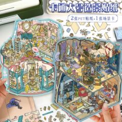 63.0 アートブルー造園ステッカー大型シーンコラージュ 3D 立体スタッキングステッカー減圧 diy ハンドブックステッカー