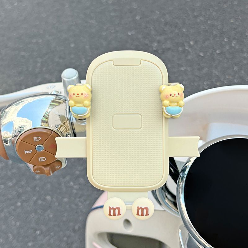 電気自動車携帯電話ホルダー漫画かわいいバッテリー車オートバイユニバーサルクイックバックル耐衝撃楽しいナビゲーションホルダー女性用|undefined