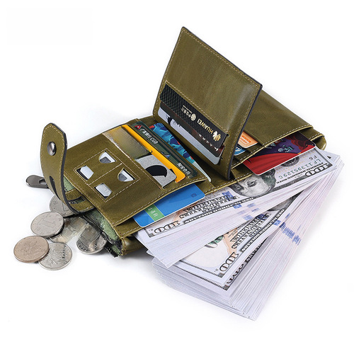 Men's wallet leather anti-theft RFID retro wallet multi-slot genuine leather wallet short wallet men's bag 