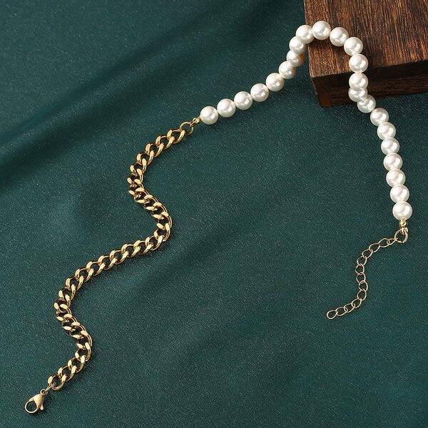 Retro design necklace for men and women pearl stainless steel