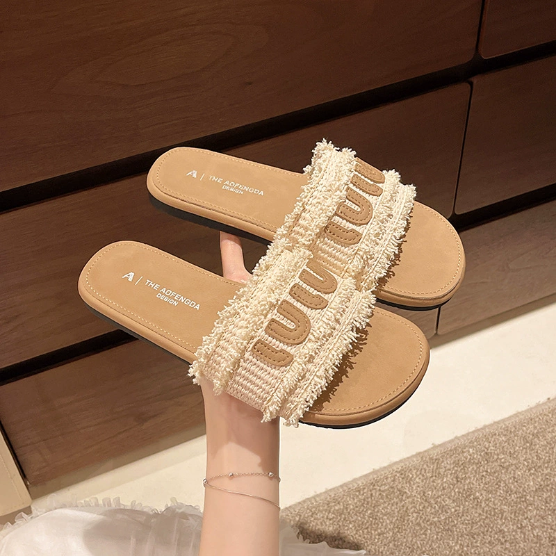 Женские летние пляжные сандалии-шлёпанцы в французском стиле, новая мода лета 2025 года, плоская подошва, с надписью.