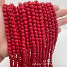 工厂直销仿朱砂红珊瑚 切面朱砂串珠阿卡切角散珠diy饰品服饰手链