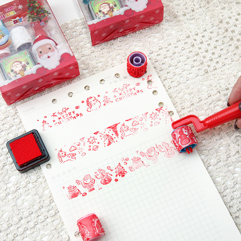 Santa Claus roller Seal roller handle niños estudiante regalo de Navidad roller Seal traje regalo papelería