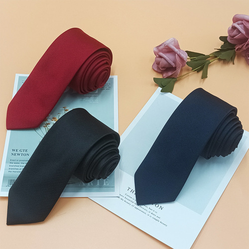 Factory direct sales men's tie black fine lines formal wear Korean style business casual shirt with 6cm hand-made narrow
