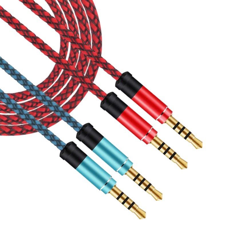 Tarjeta de sonido en vivo 1,5 m 3,5 MM Velcro 4-Core cable de audio Cable de grabación AUX público a público cable de audio del coche