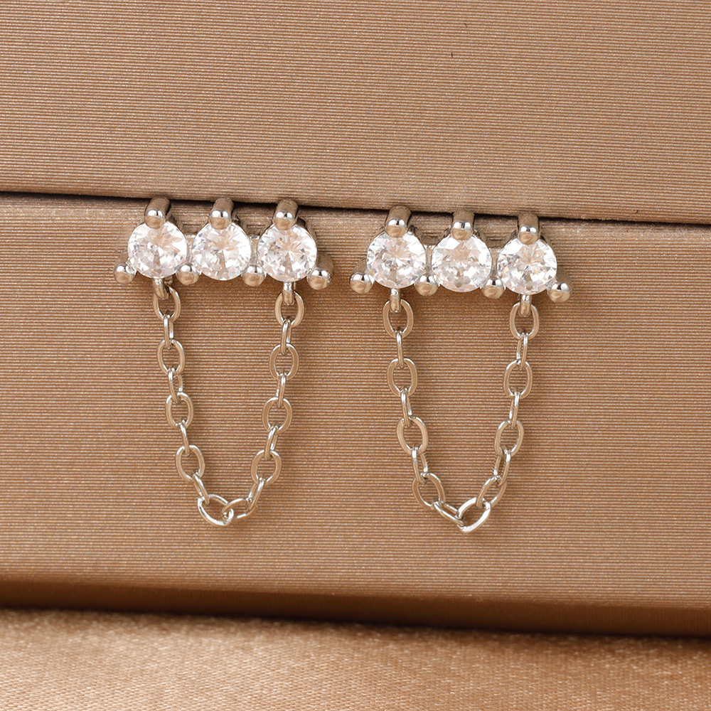 10g Weight Copper Ear Needle Material Zircon Inlay Material Charm Sleeper Hoop Earrings, Drop Earrings Classification 1 Pair Quantity Daily Occasion Copper Material Geometric Pattern Women's Gender Plating Design IG Style Style 1 Pair IG Style Geometric Plating Copper Zircon Drop Earrings 8