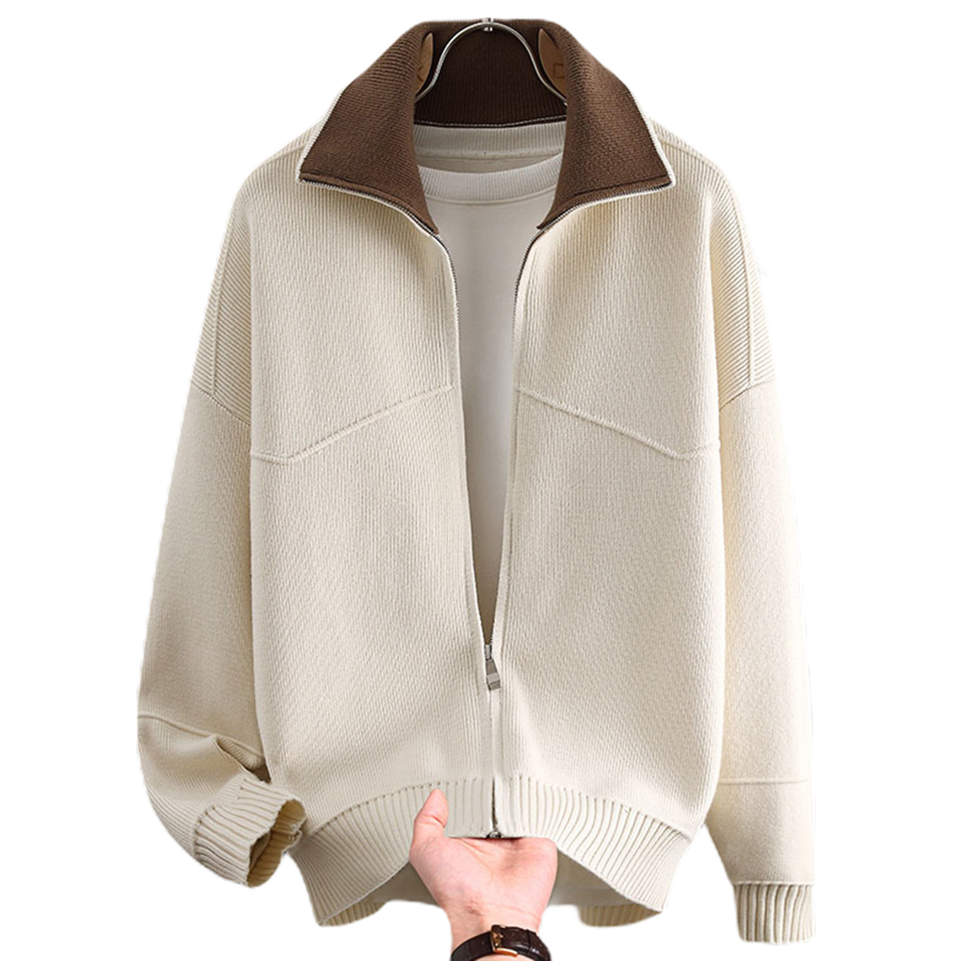 Explosiones transfronterizas europeas camisas de punto de tamaño grande suéter hombre polo camisa con la solapa cardigan chaqueta de negocios fábrica de tendencia mayorista