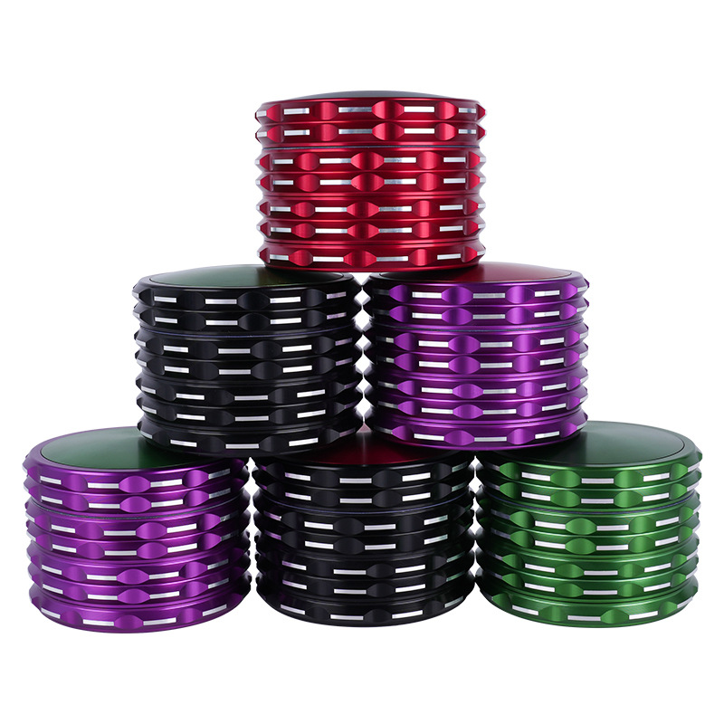跨境热销63mm-4层花齿铝合金磨烟器 新品多色鼓形音响烟草研磨器