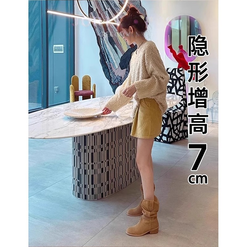 高品质马丁靴小个子内增高靴子女2025新款春季高跟中筒短靴堆堆靴|undefined