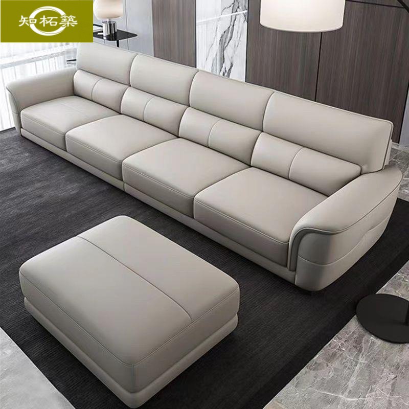 Italian-Style Light Luxury Genuine Leather Sofa, Suitable for Large and Small Living Rooms, Corner Chaise Lounge Sofa, Modern Minimalist Home-Use Modular Sofa