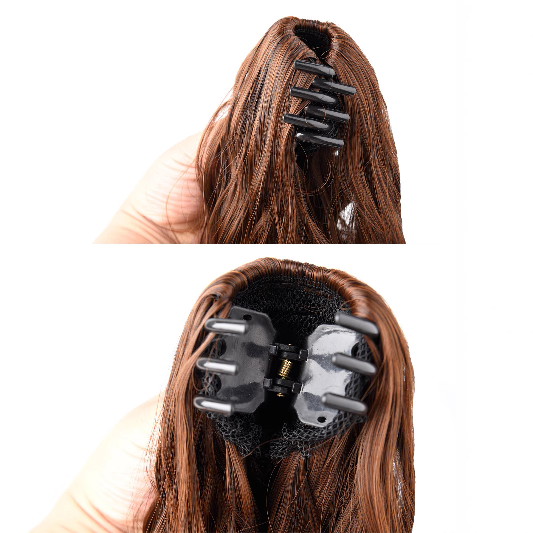 Peluca mujer cola de caballo en línea celebridad estilo coreano pinza de pelo pera flor rollo natural sin costura artificial Pelo Corto Cola de Caballo alta torcedura trenza