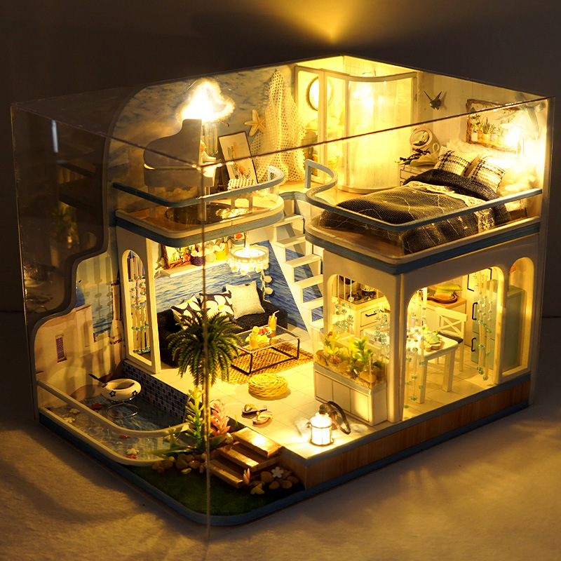 Regalo casa pequeña para mujer, cabaña diy, modelo arquitectónico en miniatura, casa ensamblada, loft 520, ideas para regalos del Día de San Valentín