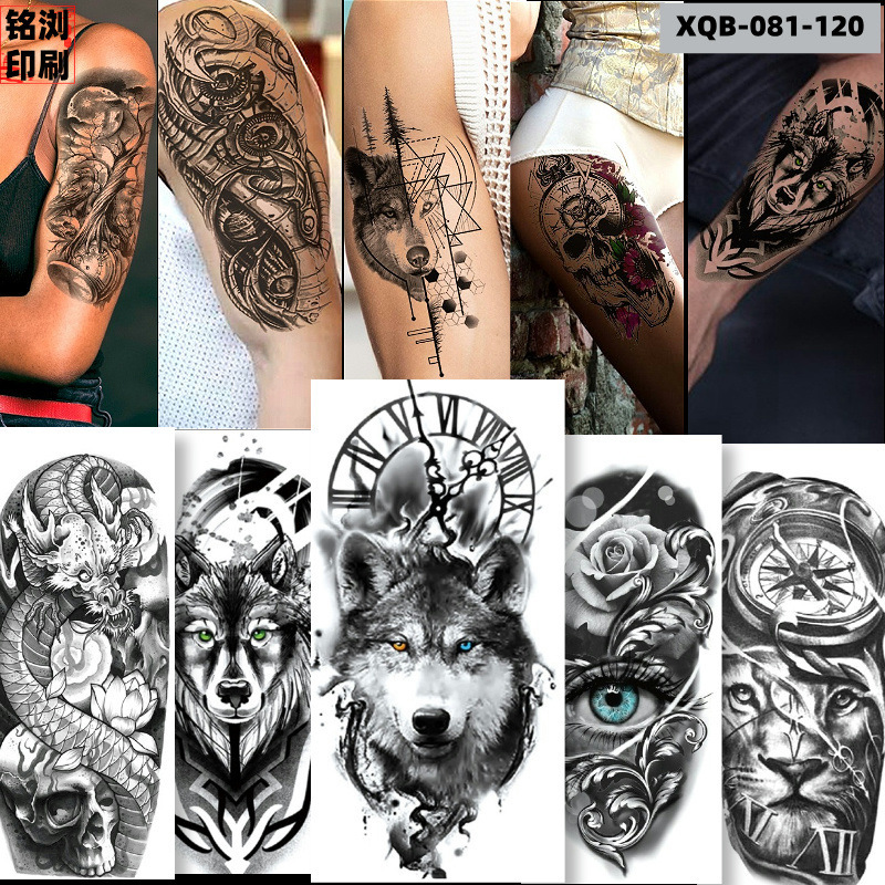 Flower arm temporary tattoo stickers European and American simulation waterproof half arm manufacturers wholesale custom Halloween funny stickers
