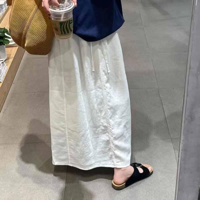 Maternity Skirt, Summer Thin Linen Outerwear, Casual Drawstring Mid-Length Simple and Versatile Summer Dress Maternity Skirt, Summer Thin Linen Outerwear, Casual Drawstring Mid-Length Simple and Versatile Summer Dress