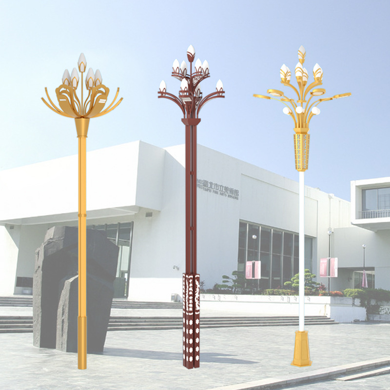 LED Magnolia Chino lámpara de parque cuadrado paisaje lámpara de calle lámpara de poste alto ingeniería municipal carretera iluminación lámpara de carretera poste