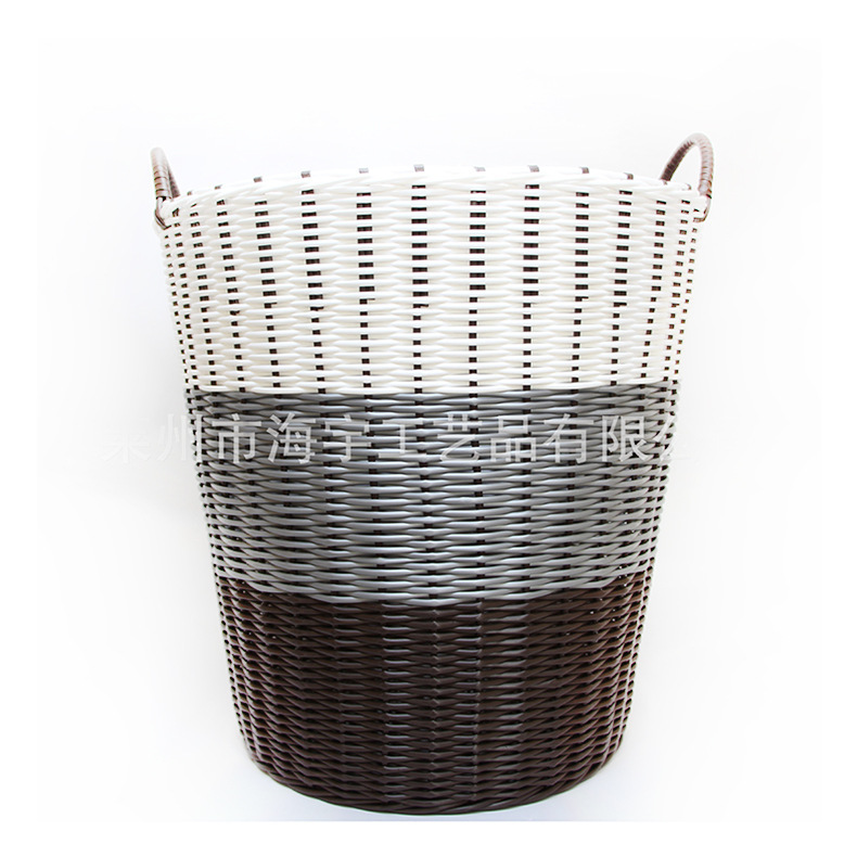 Cesto de ropa sucia tejido de plástico tipo ratán, multifuncional