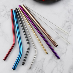 Cross-border 304 stainless steel straw manufacturer wholesale metal straw milk tea straw set Amazon natural color drinking straw