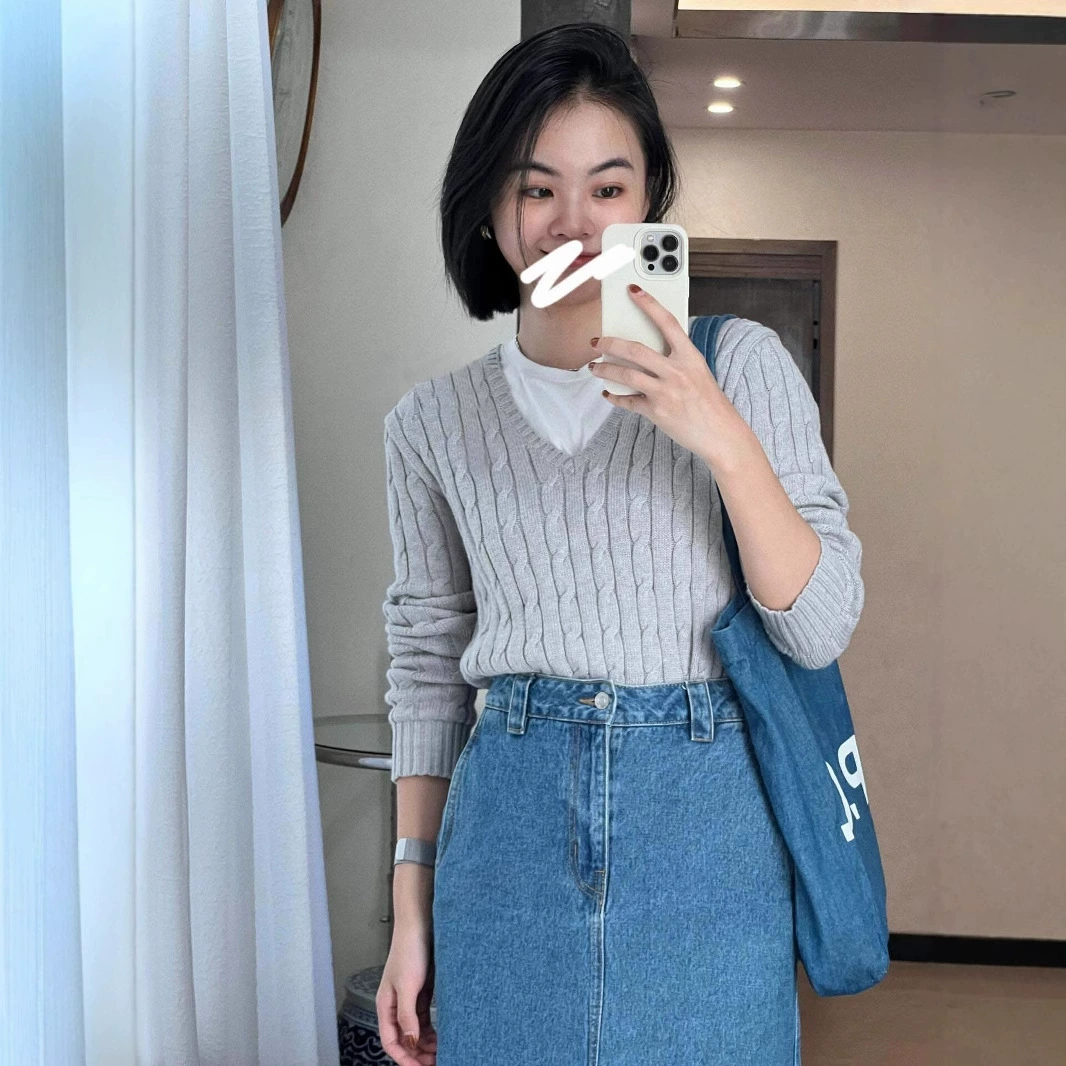 Пони, вязаный свитер, демисезонная термобелье, с вышивкой, V-образный вырез