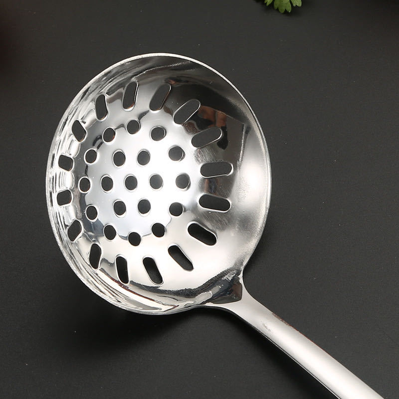 Cuchara de goteo de hojas para el hogar de acero inoxidable, colador, restaurante comercial, cuchara de mango largo, cuchara de olla caliente, cuchara de cocina alargada