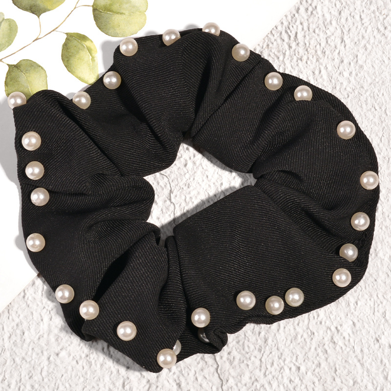 12g Weight Headwear Classification Festival Occasion Geometric Pattern Women'S Gender Coffee, Pink, Red, Yellow, Black Color Korean Fashion Solid Color Pearl Hair Scrunchies 6