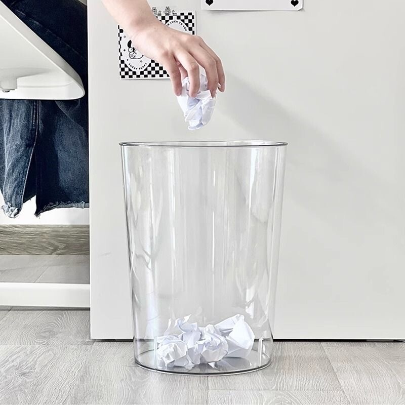 Extra Large 27cm Acrylic Cylindrical Trash Can Ins Style High Appearance Thickeneded and Enlarged Wholesale Price 100 Pieces for Women