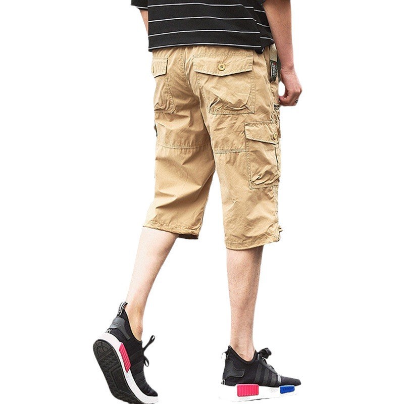 Pantalones cortos de verano, pantalones cortos para hombres, ropa de trabajo suelta de verano para hombres, pantalones multibolsillos, pantalones casuales de 7 puntos, pantalones deportivos