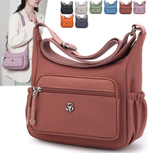 简约休闲通勤单肩包女批发大容量多隔层纯色斜挎包中老年妈妈背包