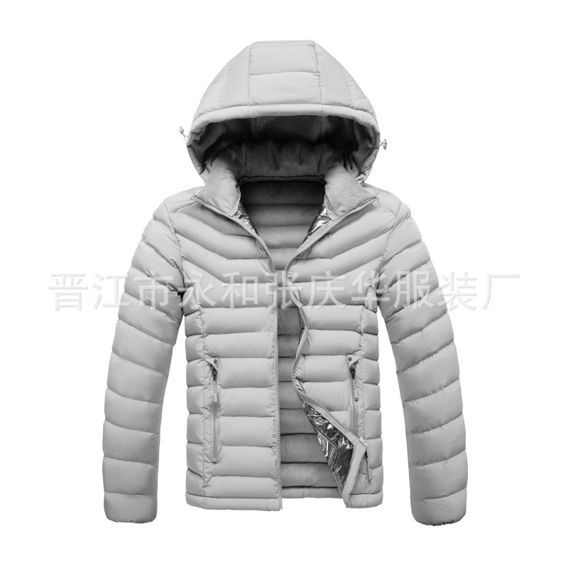 Cross-border 50d alta costilla elástica ropa de los hombres de lana forrada engrosada chaqueta de algodón con capucha de algodón raqueta de algodón europeo y americano comercio exterior al por mayor