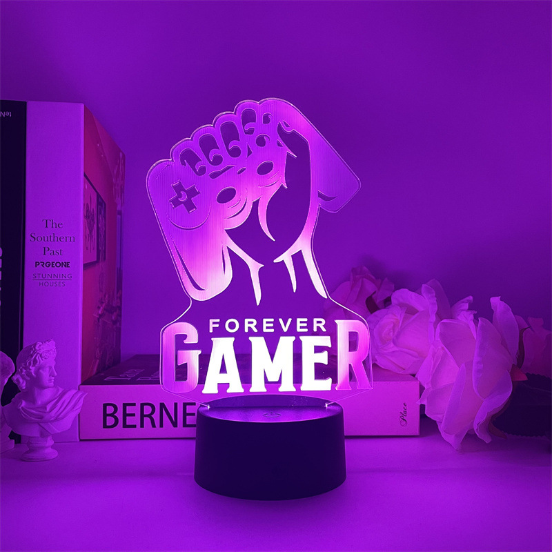 Gamepad icono 3D luz de la noche creativa ps5 colorido gradiente regalo lámpara LED dormitorio lámpara de mesa