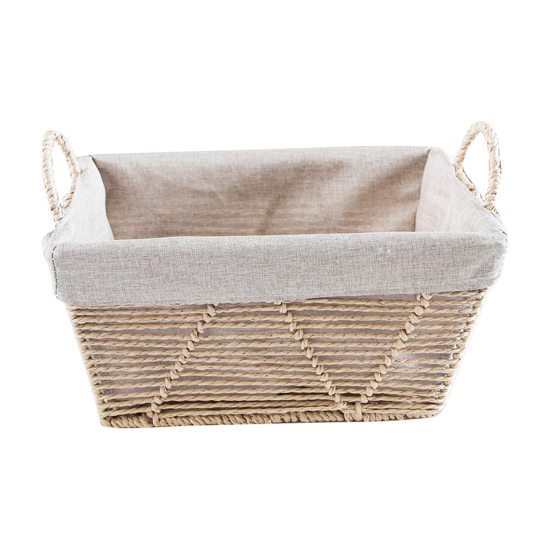 Cesta de almacenamiento tejida creativa, sala de estar, artículos diversos, cesta de almacenamiento por control remoto, cesta de ropa de mimbre tejida con paja, cesta de almacenamiento de juguetes