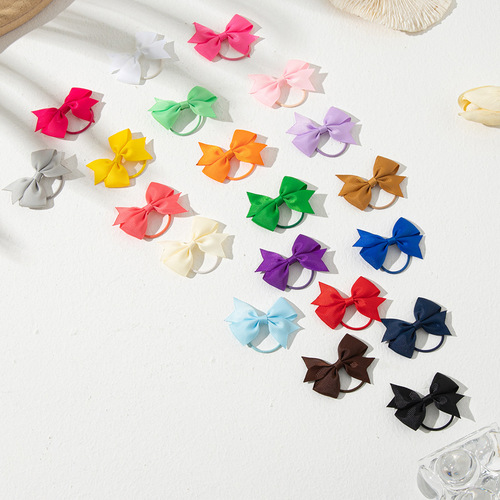 Pure Color Bow Hairband for Kids, Ribbed Tape Tail Baby Hair Tie Best Selling Item