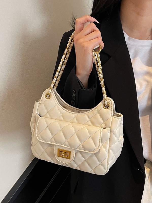 Xiaohongshu Bolsos pequeños populares de este año para mujer 2025 nuevo bolso de mensajero de hombro de cadena de bordado de rombos transfronterizos