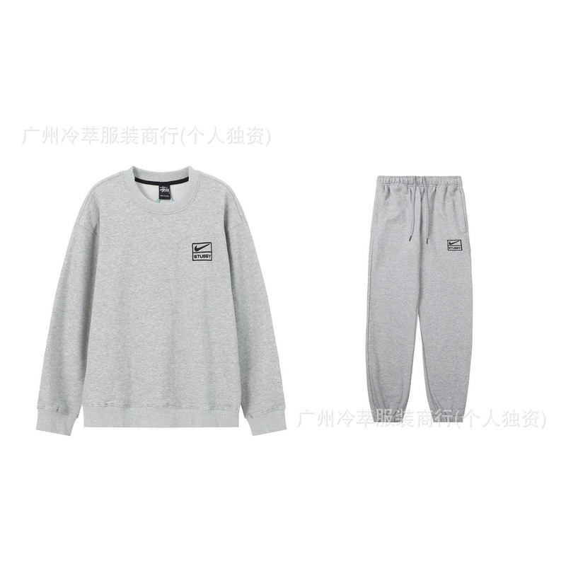 24现货跨境欧美外贸S字母联名系列刺绣宽松简约加绒套装代发|undefined