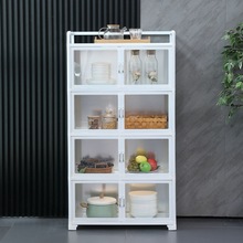 zh铝合金餐边柜家用厨房橱柜简易多层置物架收纳多功能储物柜子碗