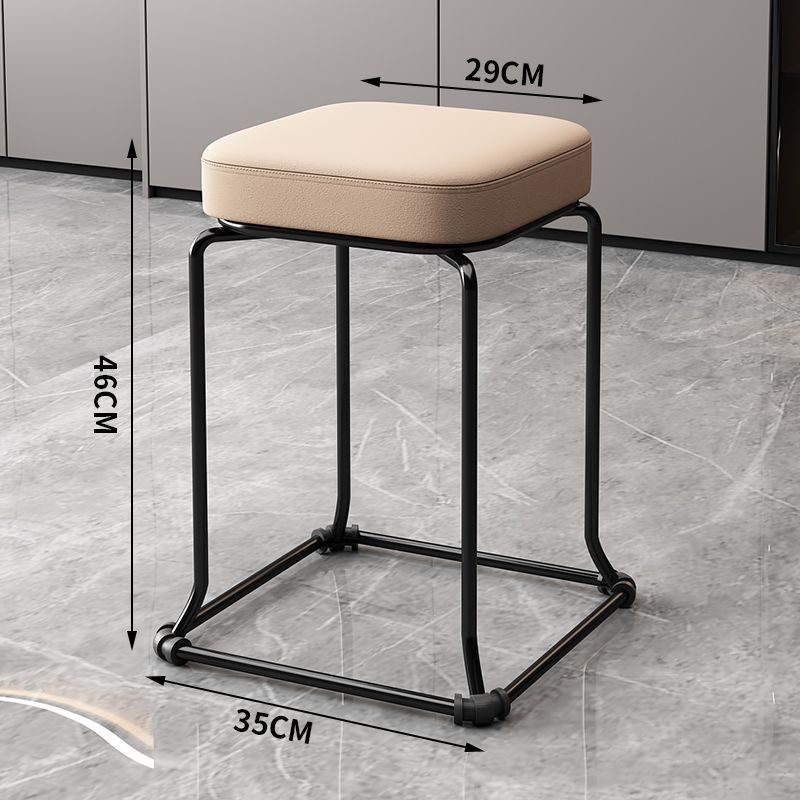 Taburete redondo de envoltura suave, silla de comedor de hierro forjado, taburete cuadrado sólido moderno, taburete de acero apilable para el hogar image 9