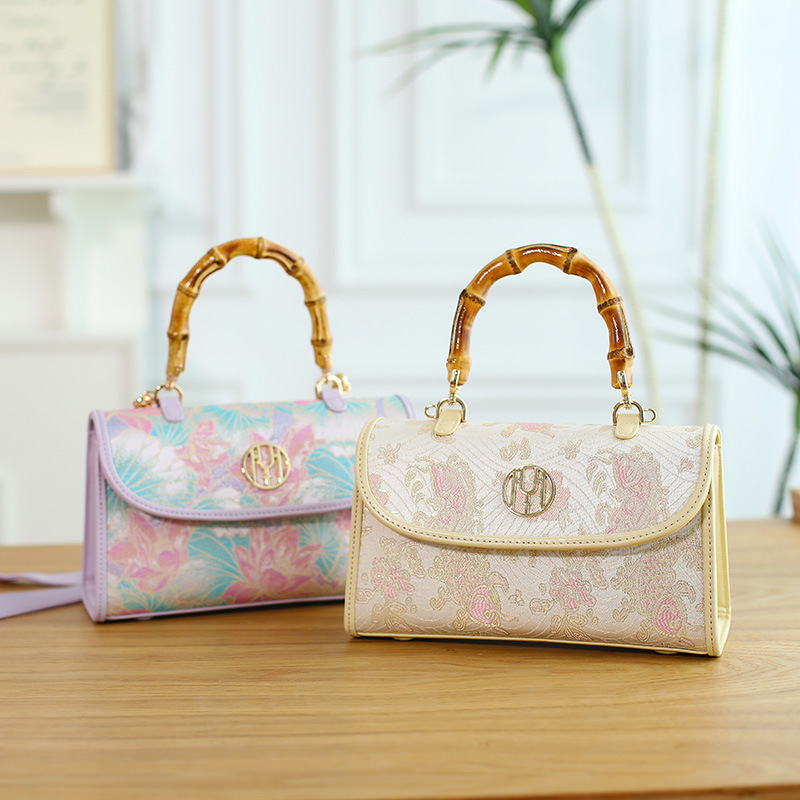 高品质旗袍皮革古风手提包复古女包波斯顿包晚宴民国风托特包