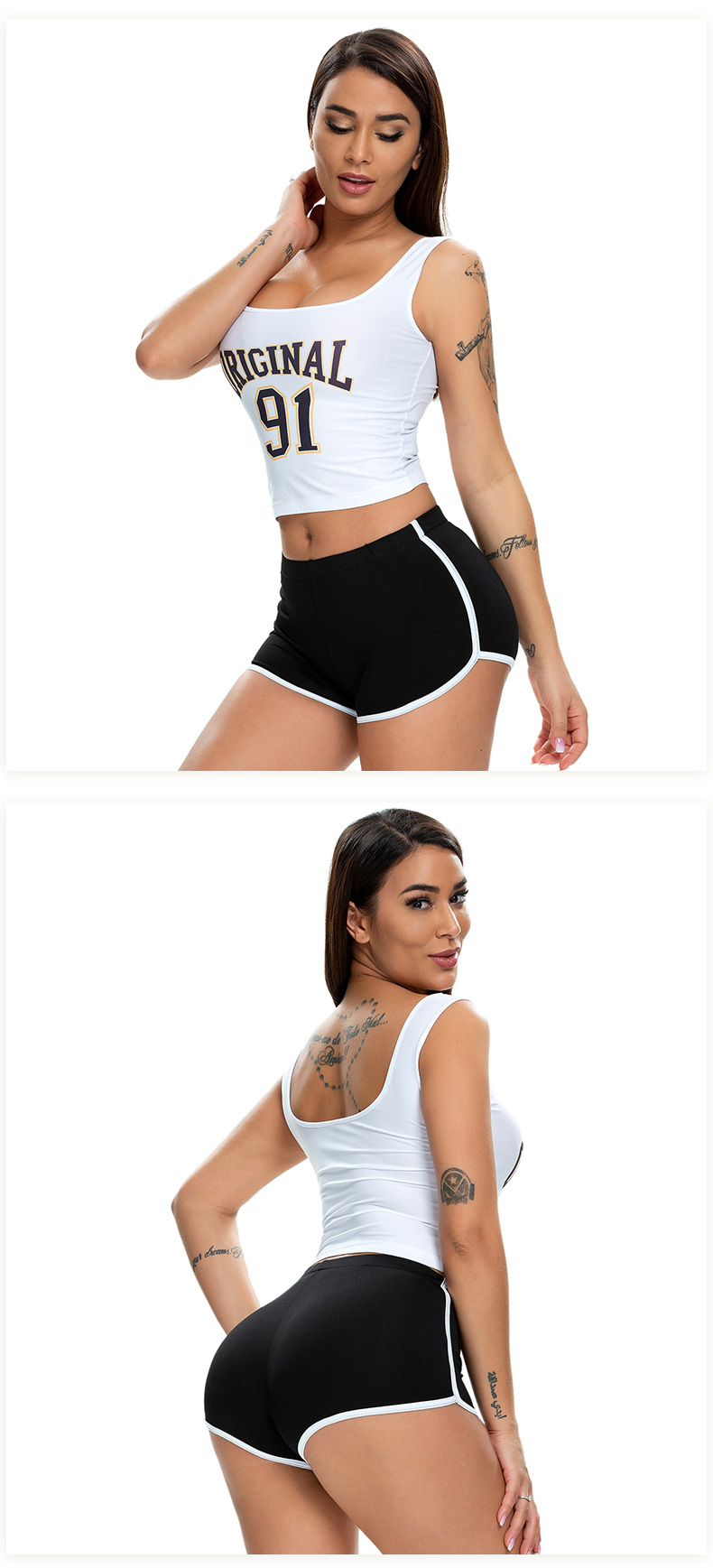 70g Weight Shorts Pants Length Polyester Fabric Type Mid Waist Waist Line Shorts Pants Type Daily Occasion Comfort Function Skinny Fit Type Solid Color Pattern Summer Season Women'S Gender Patchwork Design Sexy Style Women's Daily Sexy Solid Color Shorts Patchwork Shorts 4