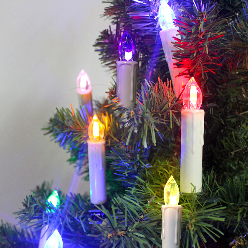 Vela electrónica RGB con temporizador y control remoto para decoración de cumpleaños y festividades, vela navideña, luz LED de plástico simulada, transfronteriza