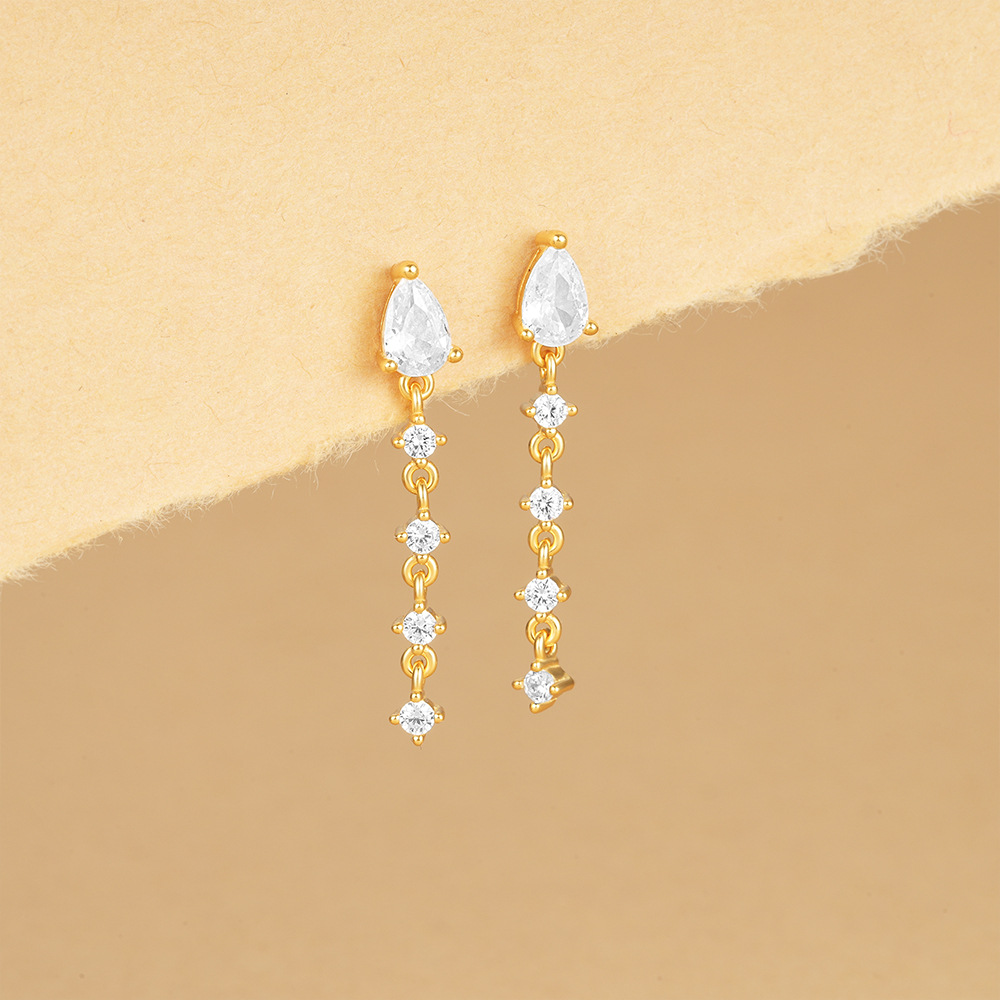 5g Weight 925 Sterling Silver Ear Needle Material Zircon Inlay Material Drop Earrings Classification 1 Pair Quantity Holiday, Travel Occasion 925 Sterling Silver Material Geometric Pattern Women's Gender Tassel, Plating Design Elegant, Simple Style Style 1 Pair 925 Sterling Silver Zircon Geometric Drop Earrings 11