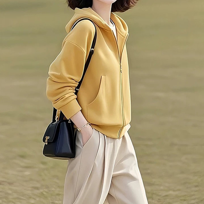 黄色连帽卫衣外套女2025秋季新款多巴胺穿搭独特超好看休闲上衣潮|undefined