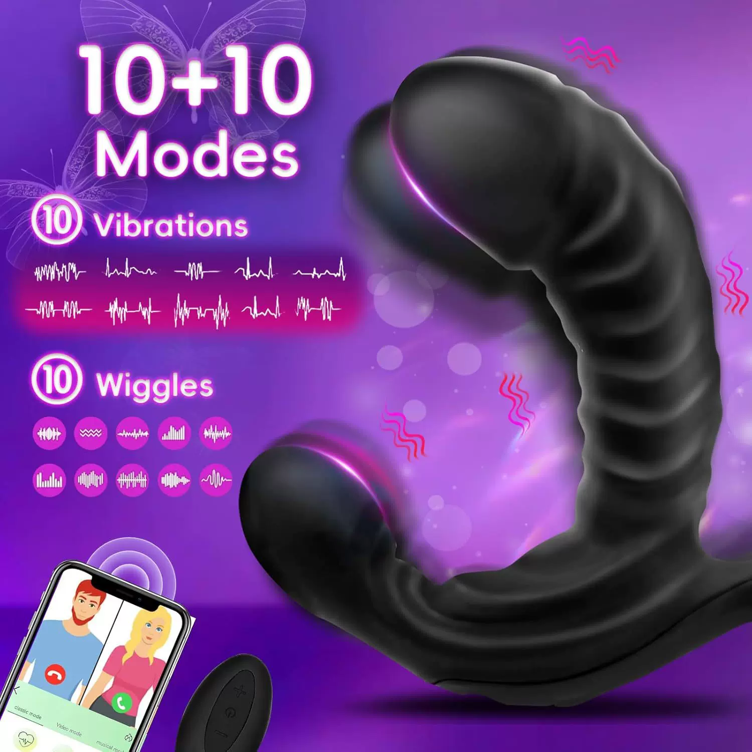 跨境前列腺按摩器APP遥控强力震动加温男用gay自慰用品后庭肛塞