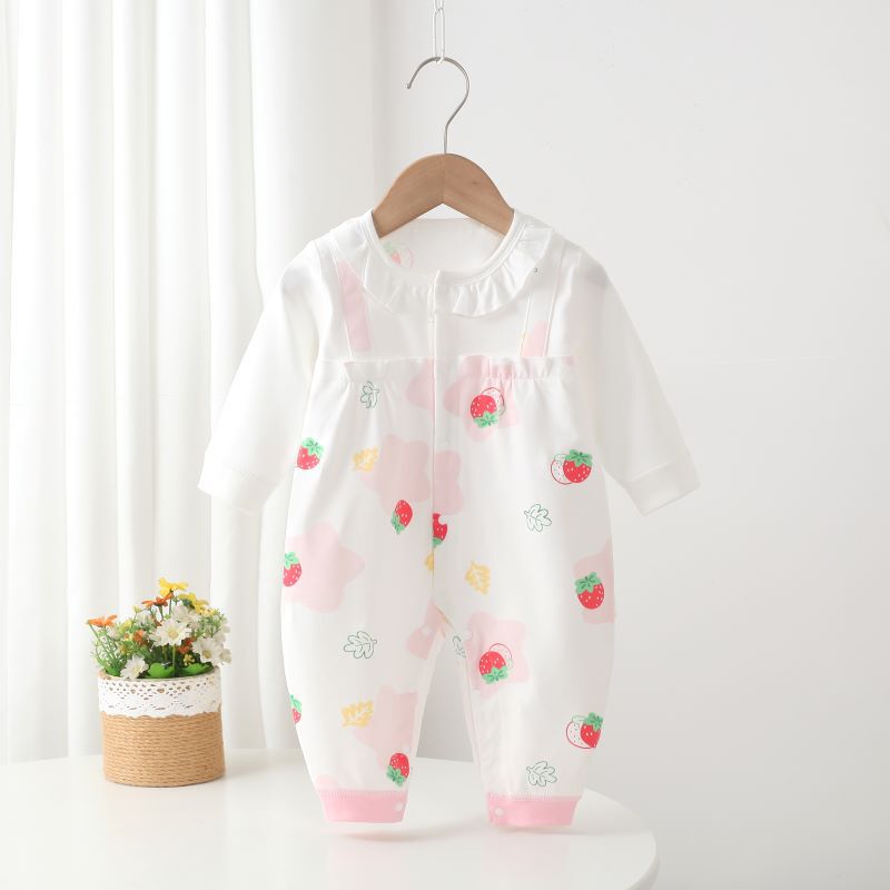 Spring and Autumn pure cotton baby cartoon boneless jumpsuit female baby long-sleeved romper fake two-piece Princess suit jumpsuit Spring and Autumn pure cotton baby cartoon boneless jumpsuit female baby long-sleeved romper fake two-piece Princess suit jumpsuit