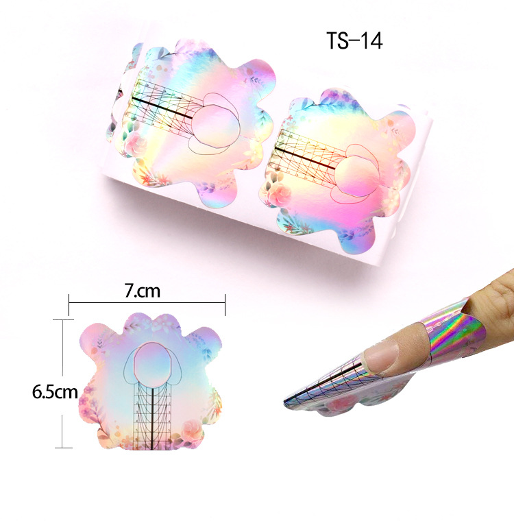 Banda de papel de manicura exclusiva transfronteriza, herramienta de extensión de uñas de fototerapia francesa, bandeja de papel rectangular de herradura de mariposa de manicura, 100 piezas